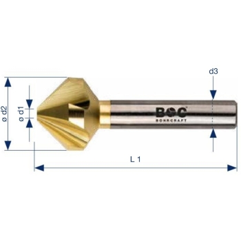 Pogłębiacz 90° fi 16,5 mm HSS-E Co8 powłoka ZrN DIN 335C typ HDX, 5 ostrzy, uchwyt 3-fazowany Bohrcraft (17350316590) Pogłębiacz 90° fi 16,5 mm HSS-E Co8 powłoka ZrN DIN 335C typ HDX, 5 ostrzy, uchwyt 3-fazowany Bohrcraft (17350316590)