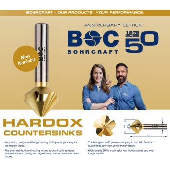 Pogłębiacz 90° fi 16,5 mm HSS-E Co8 powłoka ZrN DIN 335C typ HDX, 5 ostrzy, uchwyt 3-fazowany Bohrcraft (17350316590) Pogłębiacz 90° fi 16,5 mm HSS-E Co8 powłoka ZrN DIN 335C typ HDX, 5 ostrzy, uchwyt 3-fazowany Bohrcraft (17350316590)