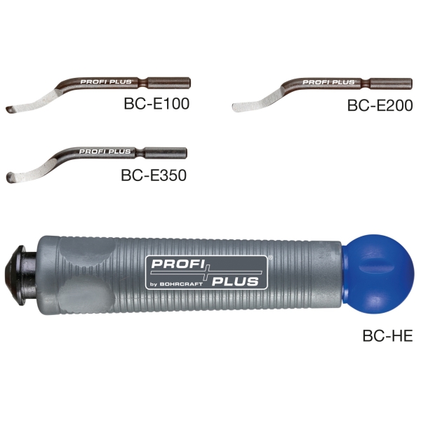 Zestaw do gratowania krawędzi BC-HE3, rękojeść BC-HE z ostrzami HSS typ BC-E100, E200, E350 Bohrcraft Profi-Plus (16520300002)