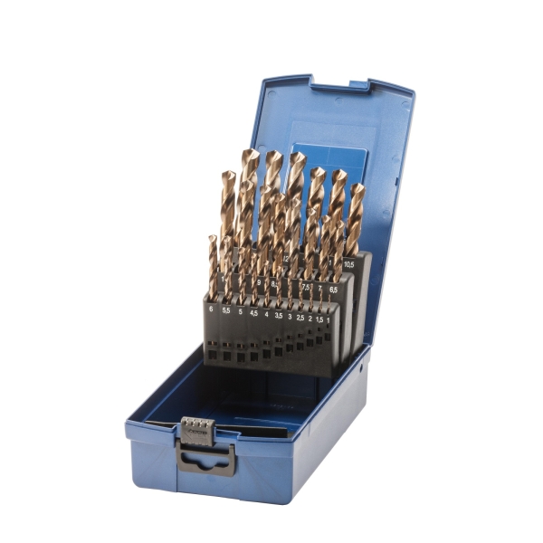 Zestaw wierteł 25-szt. 1,0 - 13,0 x 0,5 mm, HSS-E Co5, DIN 338, kąt 130°, 5xD, typ VA, Split Point, KE 13 Ti Bohrcraft Profi-Plus (11411430025) Zestaw wierteł 25-szt. 1,0 - 13,0 x 0,5 mm, HSS-E Co5, DIN 338, kąt 130°, 5xD, typ VA, Split Point, KE 13 Ti Bohrcraft Profi-Plus (11411430025)