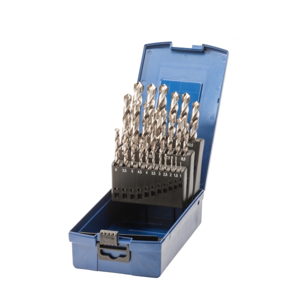 Zestaw wierteł 25-szt. 1,0 - 13,0 x 0,5 mm, HSS-G, DIN 338, kąt 118°, 5xD, typ N, Split Point KG 13 PB Bohrcraft Profi-Basic (11211330025)