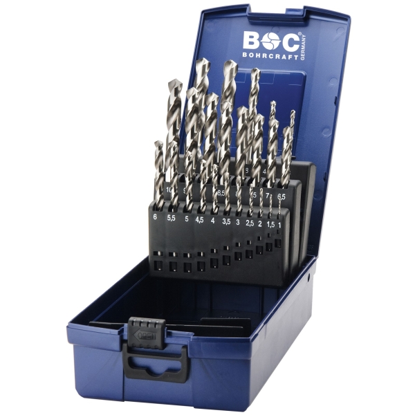 Wiertła do metalu HSS-G, 24-szt. 1,0-10,5x0,5 + 3,3/4,2/6,8/10,2 mm KG24, DIN 338, kąt 118°, 5xD, typ N, Split Point Bohrcraft (11201330024)
