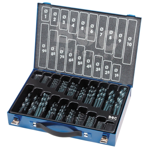 Wiertła do metalu HSS-R, 170-szt. 1,0 - 10,0 x 0,5 mm, M170, DIN 338, kąt 118°, 5xD, typ N Bohrcraft (11001410170) Wiertła do metalu HSS-R, 170-szt. 1,0 - 10,0 x 0,5 mm, M170, DIN 338, kąt 118°, 5xD, typ N Bohrcraft (11001410170)