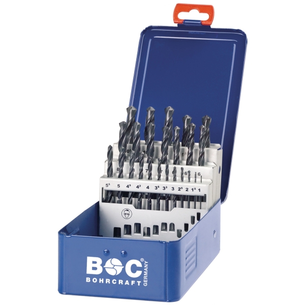 Wiertła do metalu HSS-R, 24-szt. 1,0 - 10,5 x 0,5 mm, M24, DIN 338, kąt 118°, 5xD, typ N Bohrcraft (11001410024)