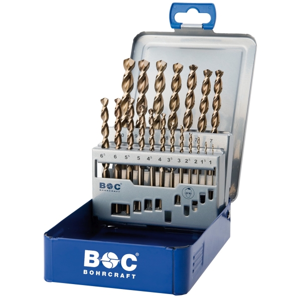 Zestaw wierteł 19-szt. 1,0 - 10,0x0,5 mm, HSS-E Co5, DIN 338, kąt 130°, 5xD, typ U-TL, ME10 U-TL Bohrcraft Profi-Plus (11421410019)