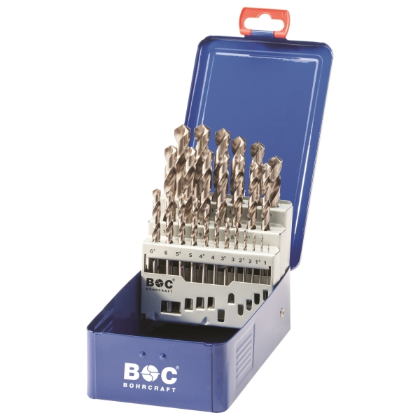 Zestaw wierteł 25-szt. 1,0 - 13,0 x 0,5 mm, HSS-G, DIN 338, kąt 118°, 5xD, typ N, Split Point MG 13 PB Bohrcraft Profi-Basic (11211310025)