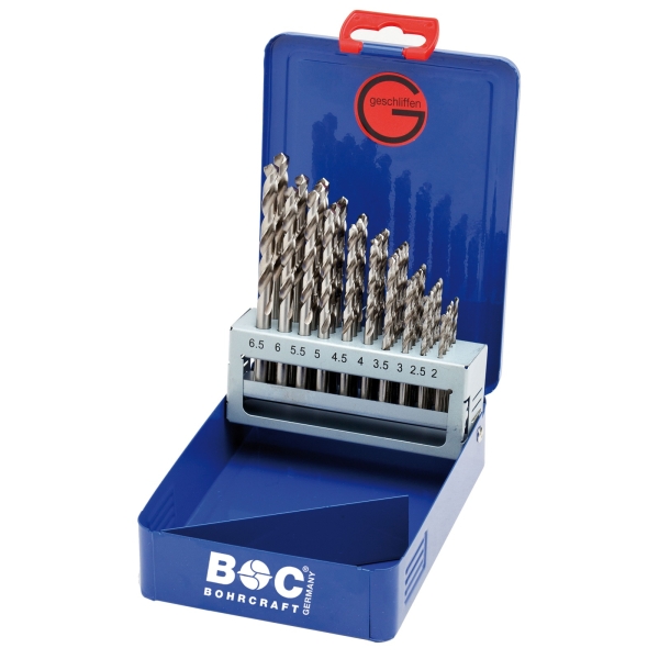 Wiertła do metalu HSS-G, 36-szt. 2,0 - 6,5 x 0,5 mm MG36, DIN 338, kąt 118°, 5xD, typ N, Split Point Bohrcraft (11201310036)