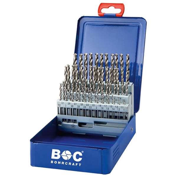 Wiertła do metalu HSS-G, 50-szt. 1,0 - 5,9 x 0,1 mm MG591, DIN 338, kąt 118°, 5xD, typ N, Split Point Bohrcraft (11201410050)