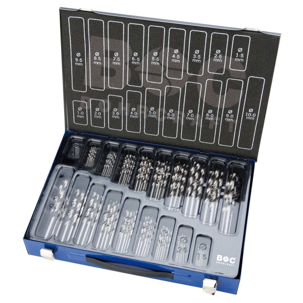Zestaw wierteł 70-szt. 1,0 - 10,0 x 0,5 mm, HSS-G, DIN 338, kąt 118°, 5xD, typ N, Split Point MG 70 P-Plus Bohrcraft Profi-Plus (11221410070)