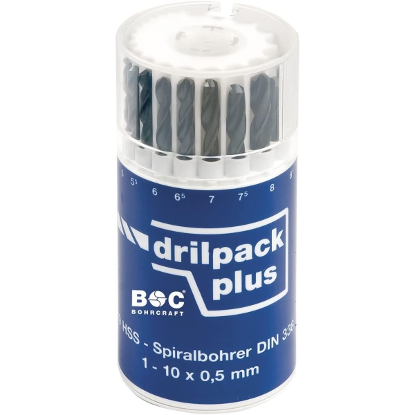 Wiertła do metalu HSS-R, 19-szt. 1,0 - 10,0 x 0,5 mm, RB10, DIN 338, kąt 118°, 5xD, typ N Bohrcraft (11001440019) Wiertła do metalu HSS-R, 19-szt. 1,0 - 10,0 x 0,5 mm, RB10, DIN 338, kąt 118°, 5xD, typ N Bohrcraft (11001440019)