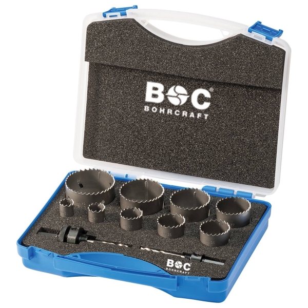 Otwornice HSS Bi-Metal 11-szt. 19 - 64 mm + uchwyt AS 11 i AS 33 1900 RLS9 Bohrcraft (19001330009)