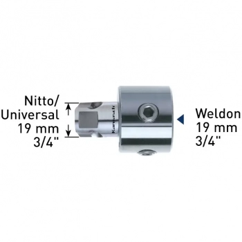 Adapter Weldon 19 mm (3/4") na Nitto/Universal 19 mm (3/4") otwór pilota: 6,34mm