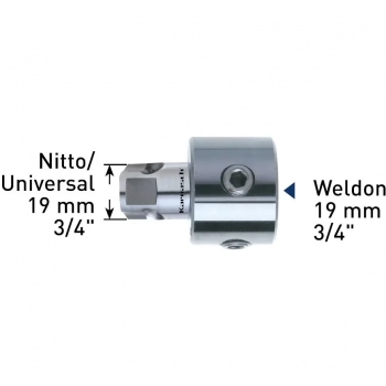 Adapter Weldon 19 mm (3/4") na Nitto/Universal 19 mm (3/4") otwór pilota: 7,98mm