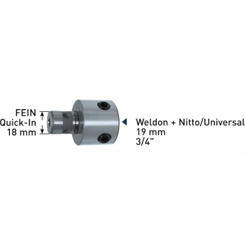 Adapter Weldon/universalny 19mm do Fein Quick-In 18mm, otwór pilota: 6,34mm