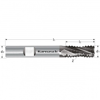 Frez z węglika, zgrubny z fazą narożną i profilem zęba HXF d= 10,0 mm HB DVC - X3 długi HSC/HPC