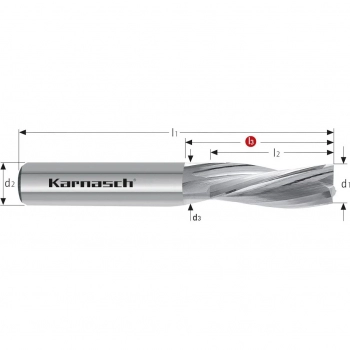 Frez z węglików fi 5,0mm długi HSC HPC aluminium CFK GFK Karnasch 3062330500