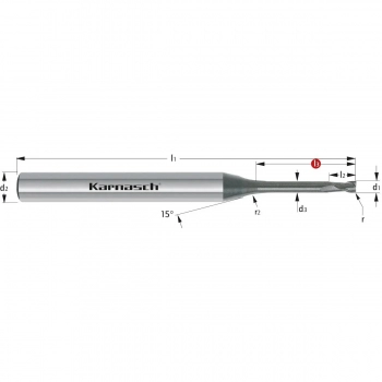 Mikro frez z węglików fi 1,0mm stal do HRC 55 HSC HPC 20xD WRC2 Karnasch 308011010001020