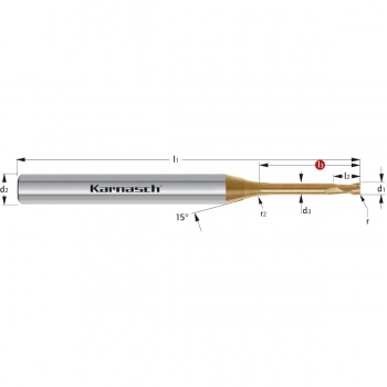 Mikro frez z węglików fi 1,0mm stal do HRC 70 HHC HSC HPC 15xD HXC Nano3 Karnasch 3062560100020030