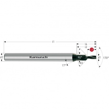 Wiertło pełnowęglikowe stopniowe z mikropilotem 170°/90° d= 1,75  L3= 4,37 DVC-X2