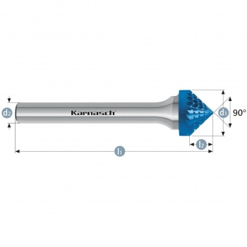 Pilnik obrotowy, węglik, powłoka BLUE-TEC -  KSK/HP-3  d1= 10,0 / l2= 5 / d2= 6 / l1= 53mm