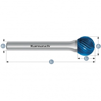 Pilnik obrotowy, węglik, powłoka BLUE-TEC -  KUD/ HP-2 d1=3 / l2=2,5 / d2=3 / l1=38mm