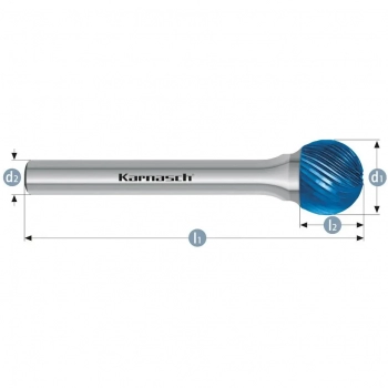 Pilnik obrotowy, węglik, powłoka BLUE-TEC -  KUD/ HP-5 d1=10 / l2=8,0 / d2=6 / l1=185mm