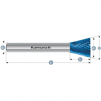 Pilnik obrotowy, węglik, powłoka BLUE-TEC -  WKN/HP-3  d1= 10,0 / l2= 10 / d2= 6 / l1= 55mm