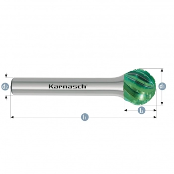Pilnik obrotowy, węglik, powłoka GREEN-TEC -  KUD/ HP-3 PRO - Performance 82  d1=10,0 / l2=9,0 / d2=6 / l1=54mm