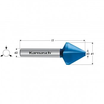Pogłębiacz 60°, HSS-XE z powłoką BLUE-TEC, uchwyt 3-fazowany, DIN 334 - d=10,0mm