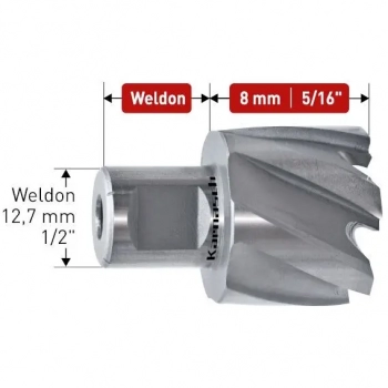 Wiertło rdzeniowe/otwornica, uchwyt Weldon 12,7mm (1/2"), głębokość wiercenia 8mm, MINI-LINE 8 - d=10mm