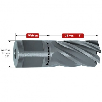 Wiertło rdzeniowe HSS-XE, uchwyt Weldon 19mm (3/4"), głębokość wiercenia 25mm, SILVER-DRILL LINE 25 - d=12mm