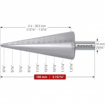 Wiertło stożkowe, HSS-XE, proste, 2 ostrza -  d=4-30,5mm
