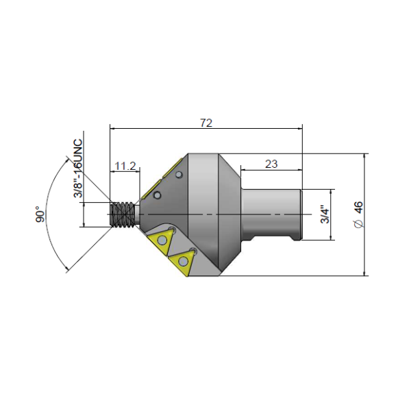 Pogłębiacz 90°, węglikowy, uchwyt Weldon 19mm (3/4